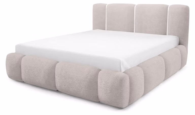 Letto imbottito con contenitore, modello Neria, dimensioni 140 x 200 cm