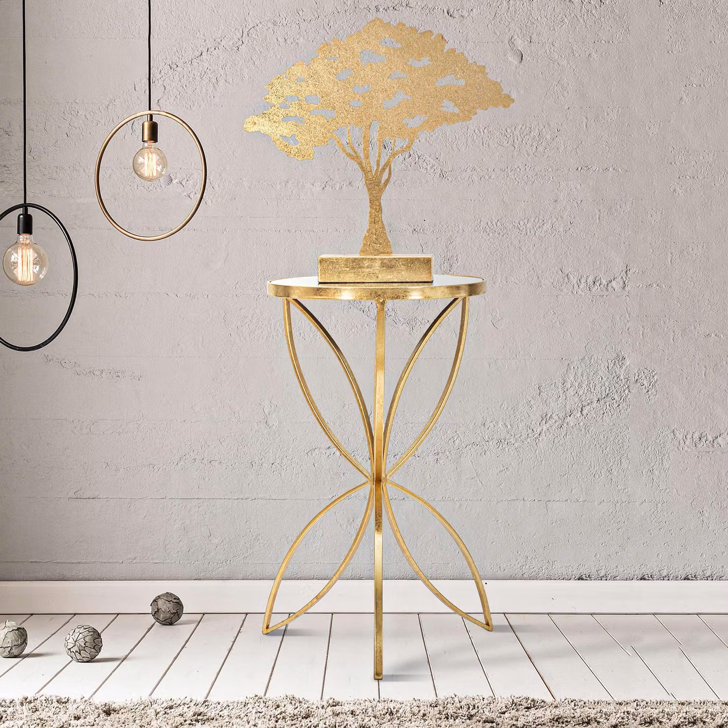 Balesosa - Tavolino da Salotto, 35x35x60h cm oro, Design con Farfalla