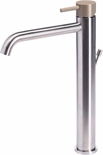 Rubinetto Miscelatore Monocomando Lavabo Alto in Acciaio Inox Maniglia Deserto