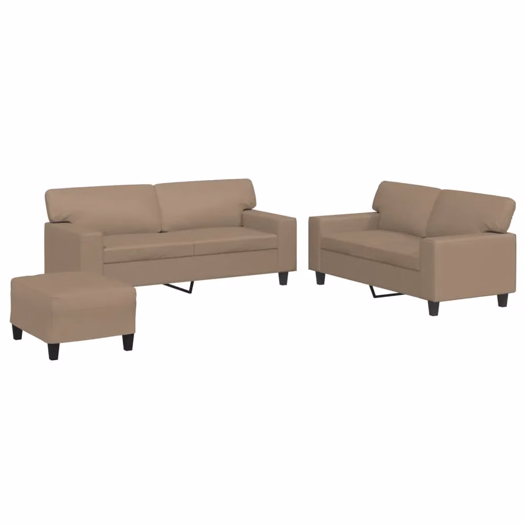 Set di divani 3 pezzi vidaXL in similpelle beige con cuscini inclusi per il tuo soggiorno moderno – 2