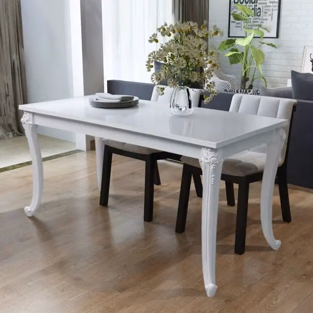 Tavolo da pranzo rettangolare moderno vidaXL in MDF laminato bianco lucido L: 116 cm, P: 66 cm, H: 76 cm