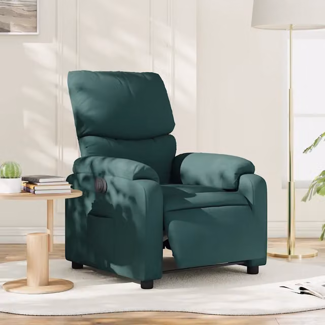 Poltrona Elettrica Reclinabile-Divano Sedia Verde Scuro in Tessuto 421956