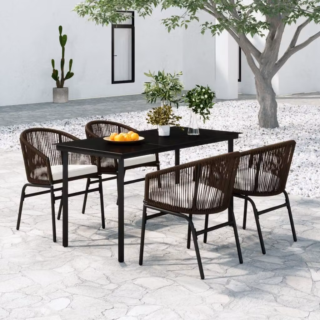 Maison Exclusive - Set da pranzo da giardino a 5 pezzi, marrone