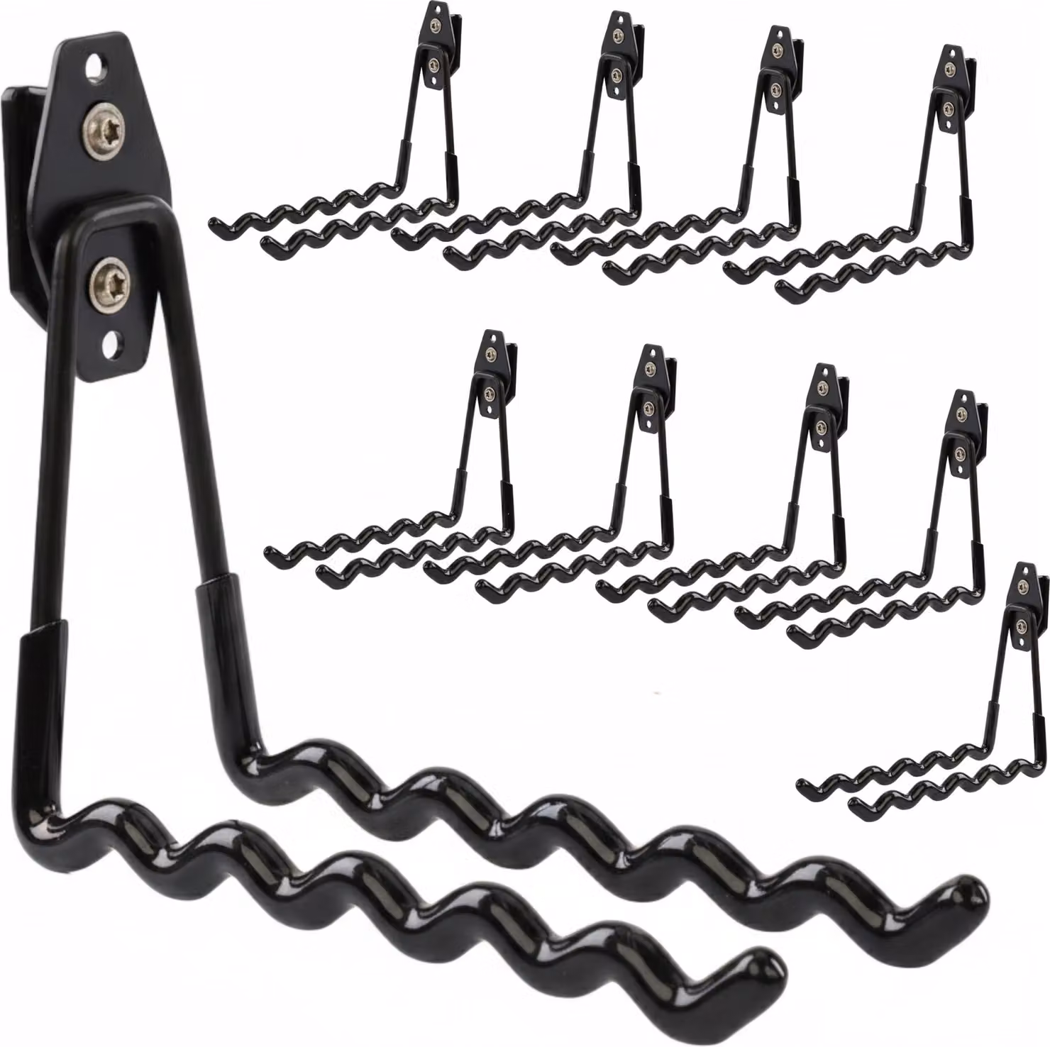 Set di 10 ganci portautensili BOTLE per sistema di valigette Qbrick per utensili, forma ondulata 19 cm, stabili con rivestimento in PVC, per garage, capanni, officine, ganci per seghe a mano e seghe da giardino, ganci doppi, portata fino a 30 kg