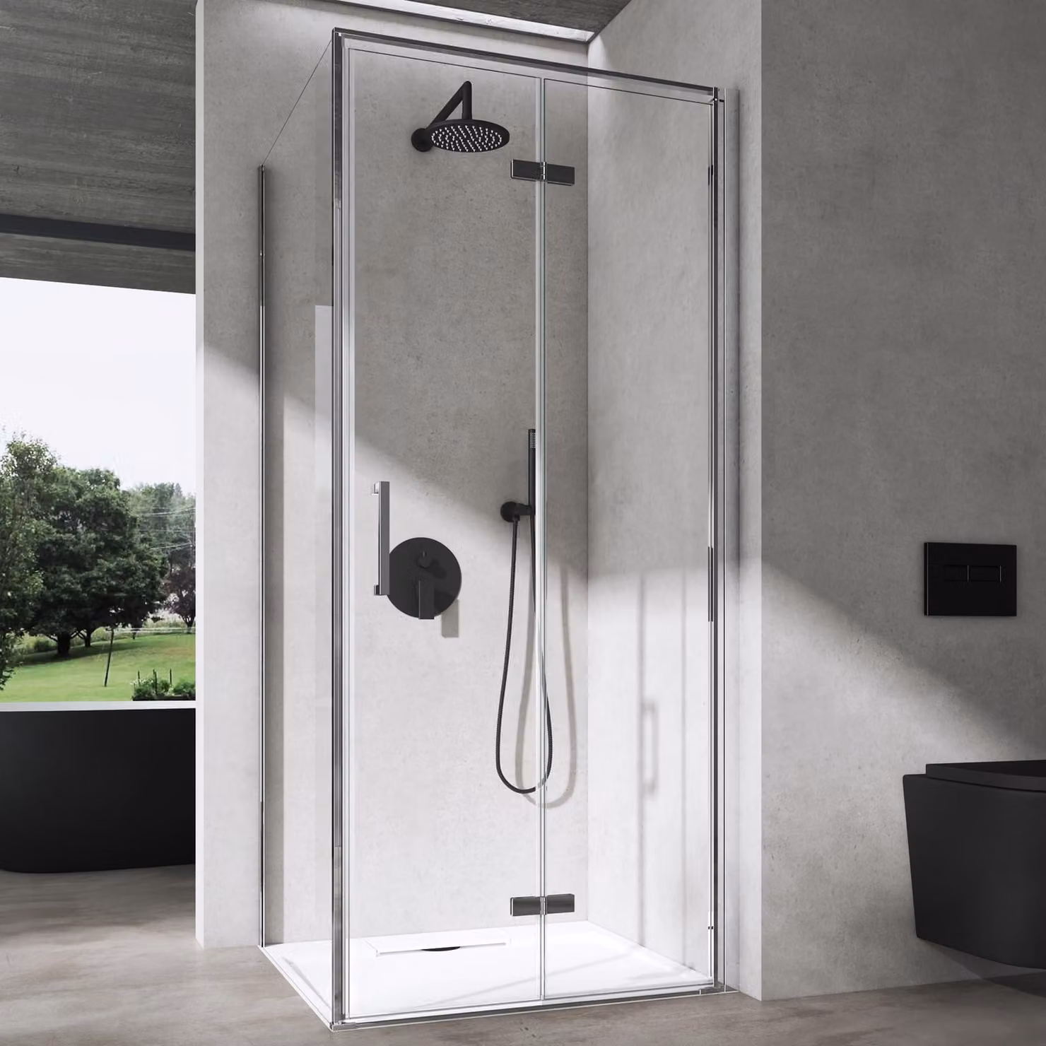 doporro Box Doccia 100x80cm, Cabina Bagno con Porta Pieghevole Vetro di Sicurezza ESG Vetro Trasparente Ravenna37K-Plus