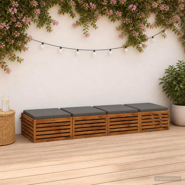 Set di 4 cuscini per sedia vidaXL in poliestere grigio con rivestimento lavabile e resistente ai raggi UV