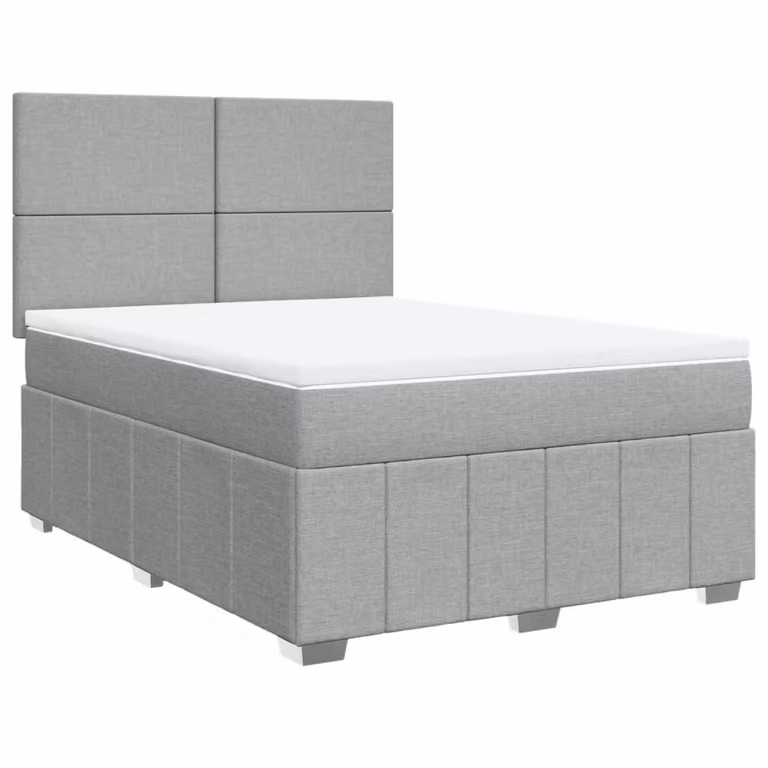 Giroletto a Molle con Materasso Grigio Chiaro 140x190cm Tessuto