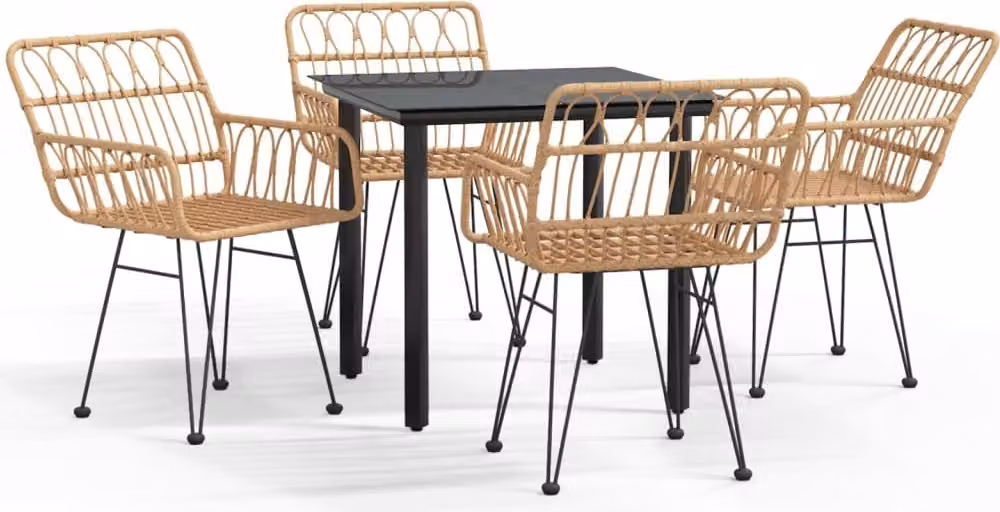 Set da Pranzo da Giardino 5 pz in Polyrattan