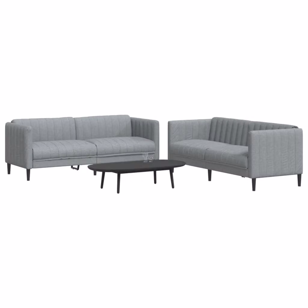 Set di 2 divani vidaXL moderni in tessuto grigio con struttura in legno massiccio per il tuo soggiorno – 1