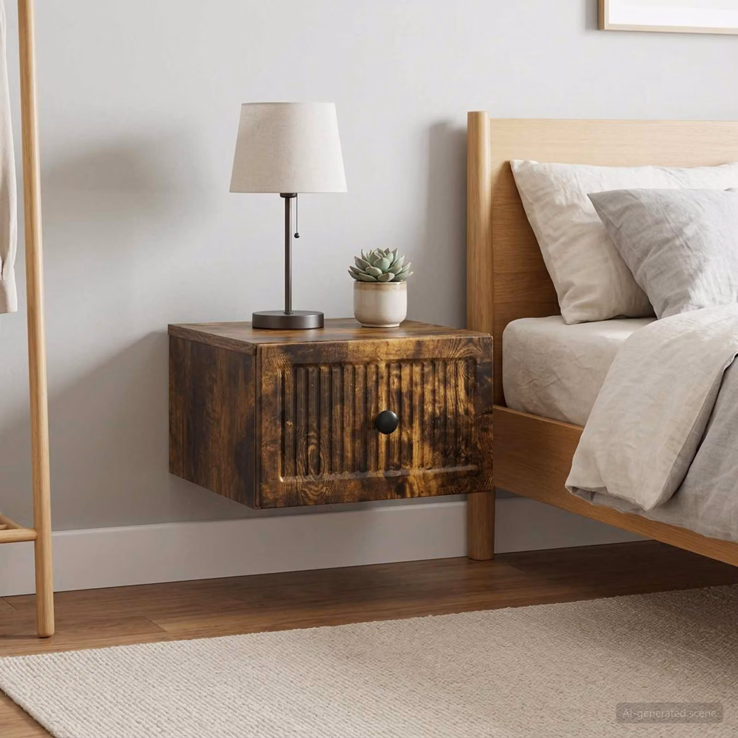 Set di 2 comodini sospesi vidaXL Rovere Fumo L: 33 cm, P: 34,5 cm, H: 20 cm
