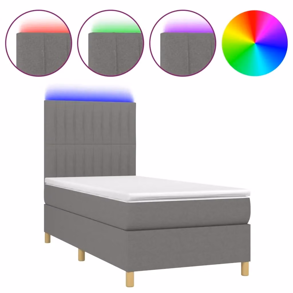 Letto Ibrido con Materasso a Molle Insacchettate vidaXL, Grigio, L: 100 cm, P: 200 cm, H: 203 cm – 2