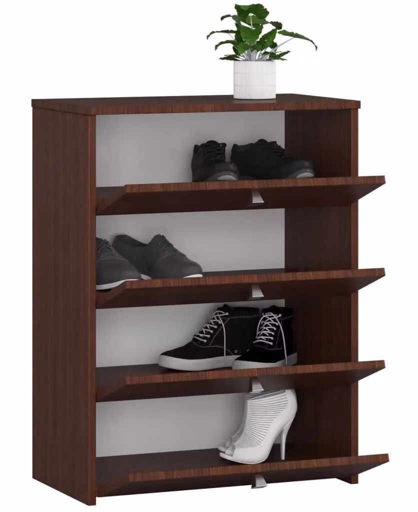 Scarpiera AKORD RUBIN Wengé con 4 ante e ripiani interni, L: 66 cm, P: 36 cm, H: 85 cm