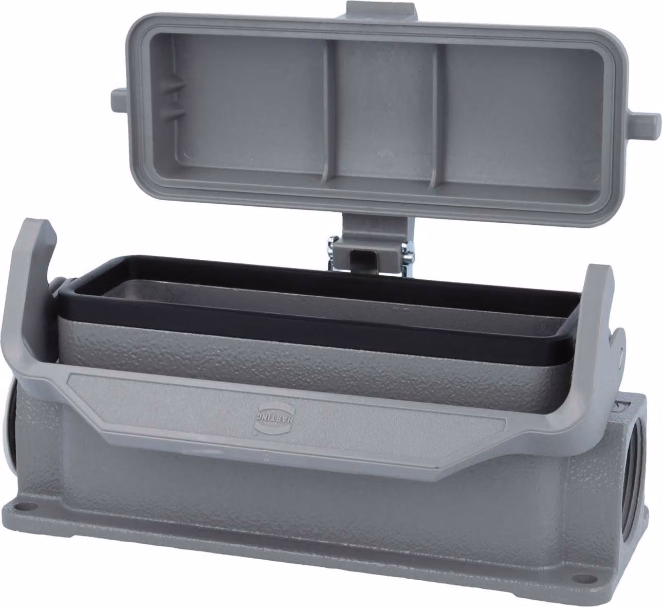 HARTING Han 24B Base bassa, 1xPG21 uscita cavo laterale, con 1 staffa longitudinale con cappuccio protettivo in plastica - 1