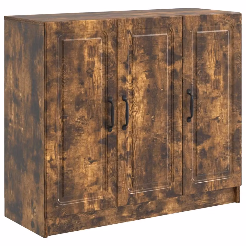 Credenza moderna vidaXL in legno e metallo color rovere fumo L: 89 cm, P: 34,5 cm, H: 77 cm – 2