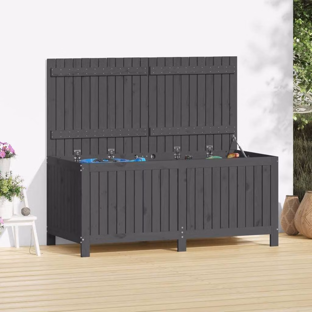 vidaXL Cassapanca da giardino grigia 147x68x64 cm in legno di pino massiccio - Cassapanca da giardino - Cassapanca da giardino - Cassetta da giardino - Cassetta da giardino