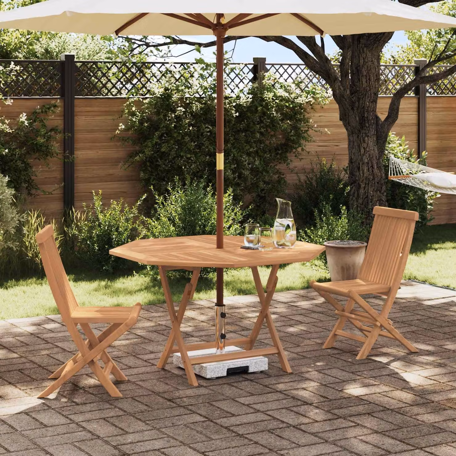 Maison Exclusive - Set da giardino per bistro, 3 pezzi, in legno massello di teak naturale