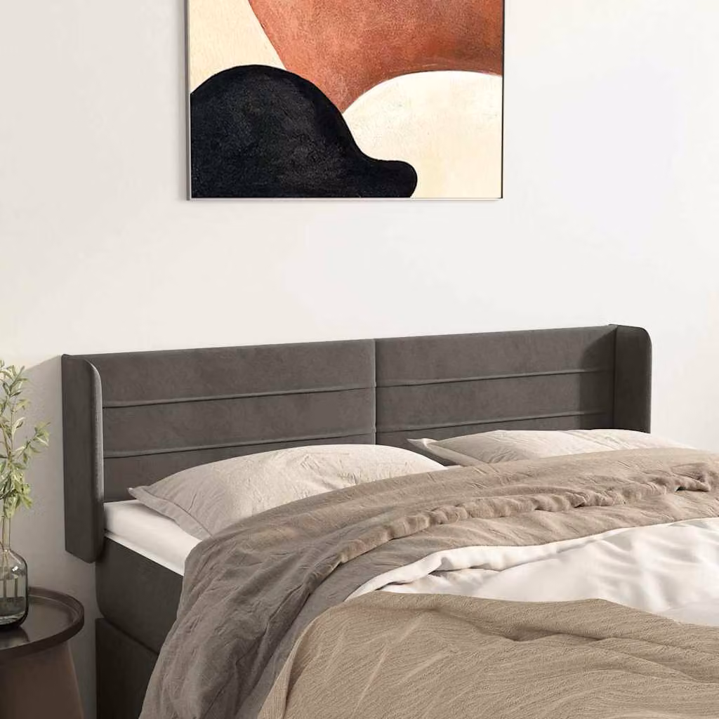 Testiera ad orecchio vidaXL in velluto grigio scuro L: 147 cm, P: 16 cm, H: 78-88 cm