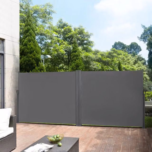 Paravento Doppio Estraibile Alcazaba pro.tec per Esterni in Acciaio e Poliestere Grigio L/P/H: 300 x 180 x 300 cm