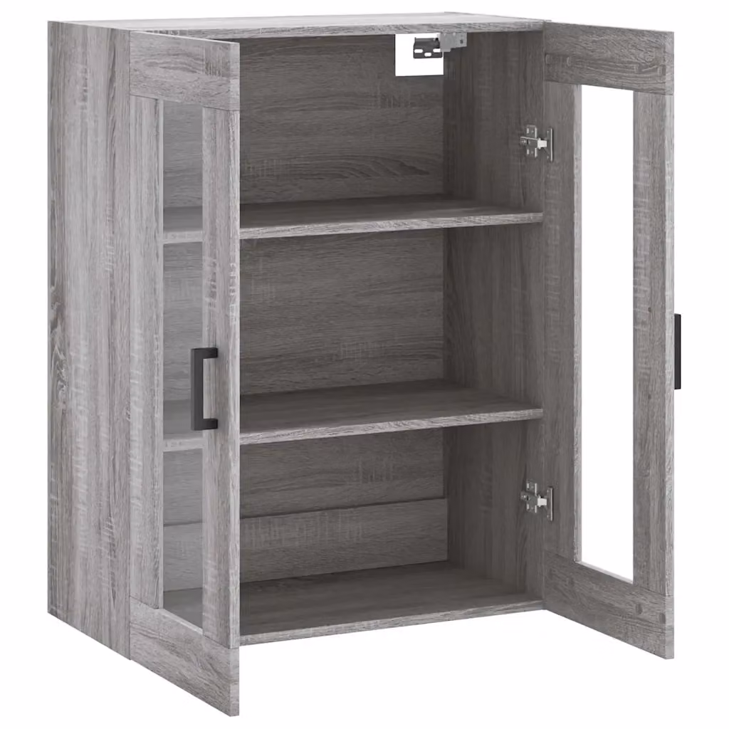 Pensile moderno HELLOSHOP26 in legno e vetro grigio, L: 69,5 cm, P: 34 cm, H: 90 cm – 2