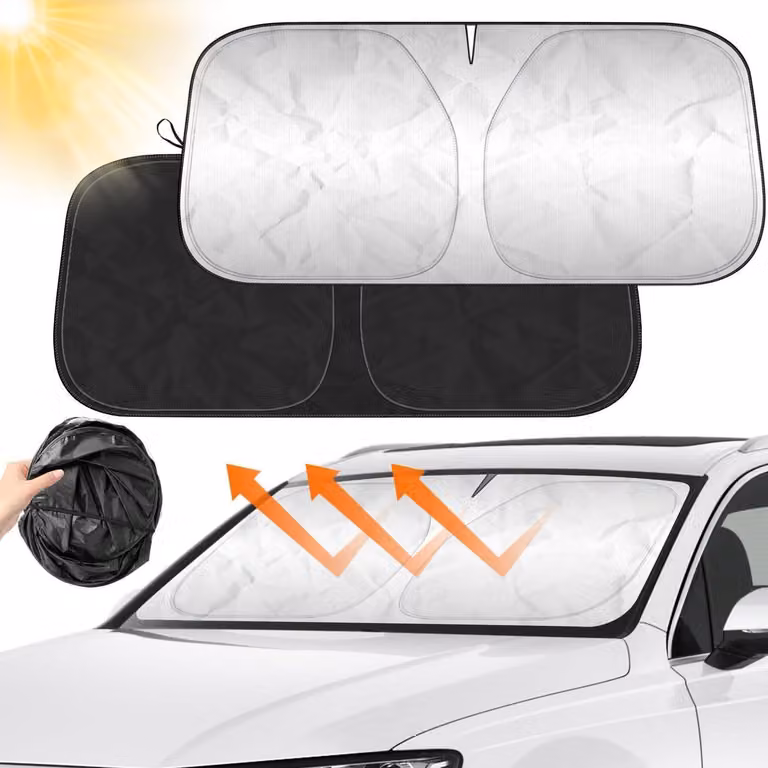 Parasole per auto, parabrezza, 142x80 cm, protezione UV, protezione dal calore, pieghevole