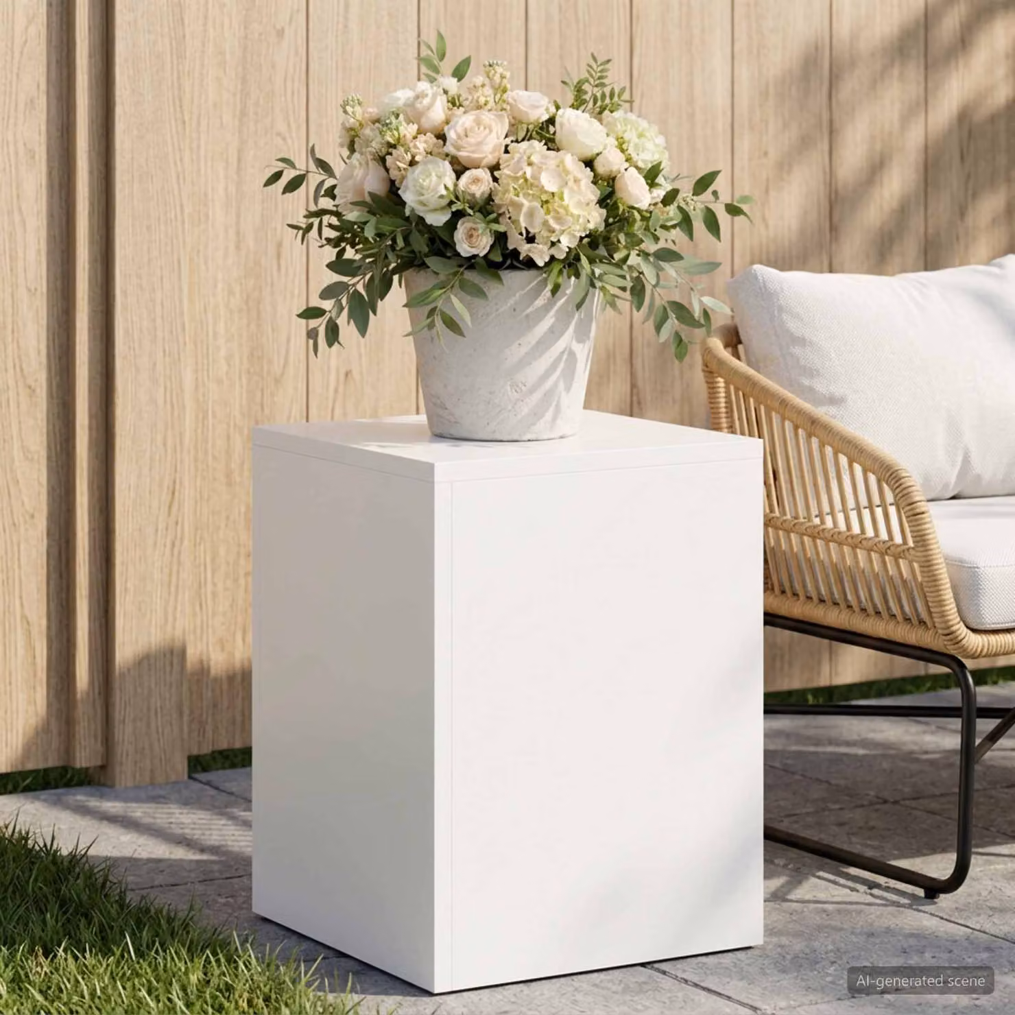 vidaXL Supporto per piante Bianco 30 x 30 x 40 cm Acciaio