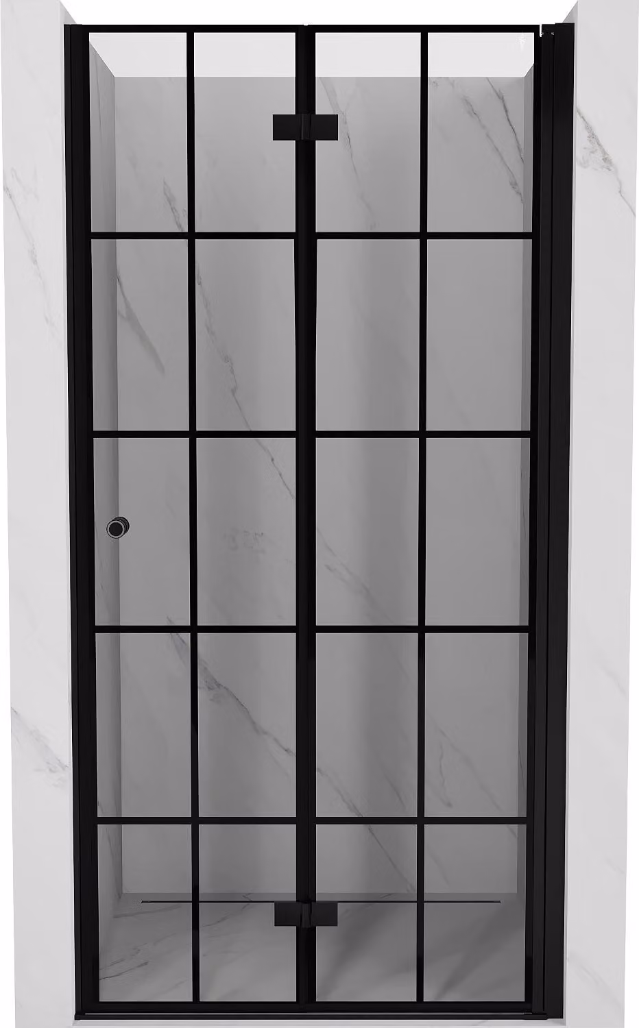 Mexen Mist-F porta doccia pieghevole destra 75 cm, griglia nera, nera - 8A6-075-000-70-77-P