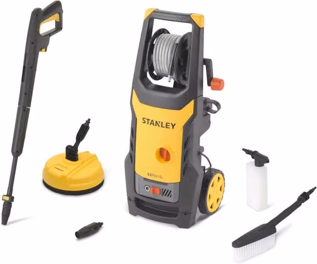 Stanley Idropulitrice ad Alta Pressione SXPW16PE per Auto ed Esterni con Lavapavimenti e Spazzola Fissa, 1600 W, 125 bar, 420 l/h