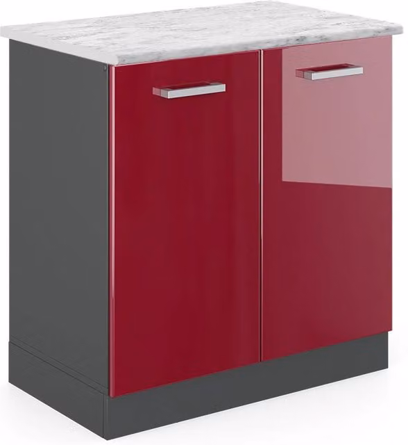 Mobile lavello cucina R-Line Rosso lucido/Antracite 80 cm PL Marmo Vicco