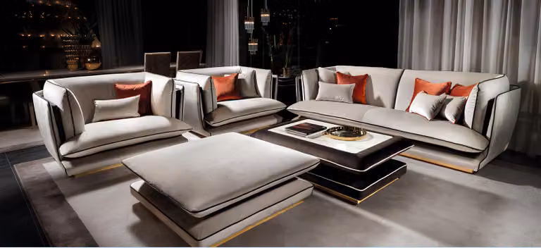 Sofagarnitur 311 Sitzer Hocker Set Möbel Sofa Polster Gruppe Couch arredoclassic