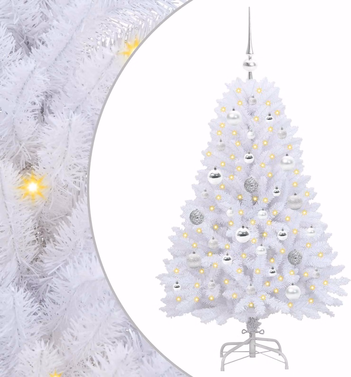 Albero di Natale Artificiale con Rami Pieghevoli Bianco 120 cm