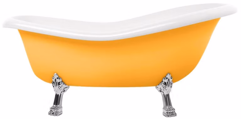 Casa Padrino Vasca da bagno liberty giallo / bianco / argento 168 cm - Vasca da bagno freestanding in stile retrò