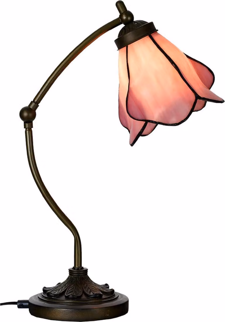 LumiLamp 5LL-6369 Lampada da tavolo Tiffany rosa marrone 26x19x50cm E14