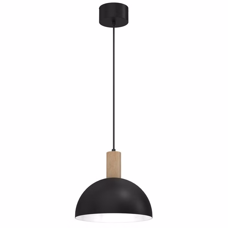 Lampada a sospensione minimalista in legno chiaro nero Handa 1xE27 15W Luminex