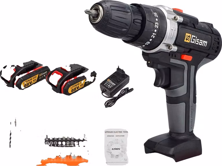 trapano a percussione a batteria da 21 V, 2 batterie incluse, set di punte da 29 pezzi, scatola con 2 batterie