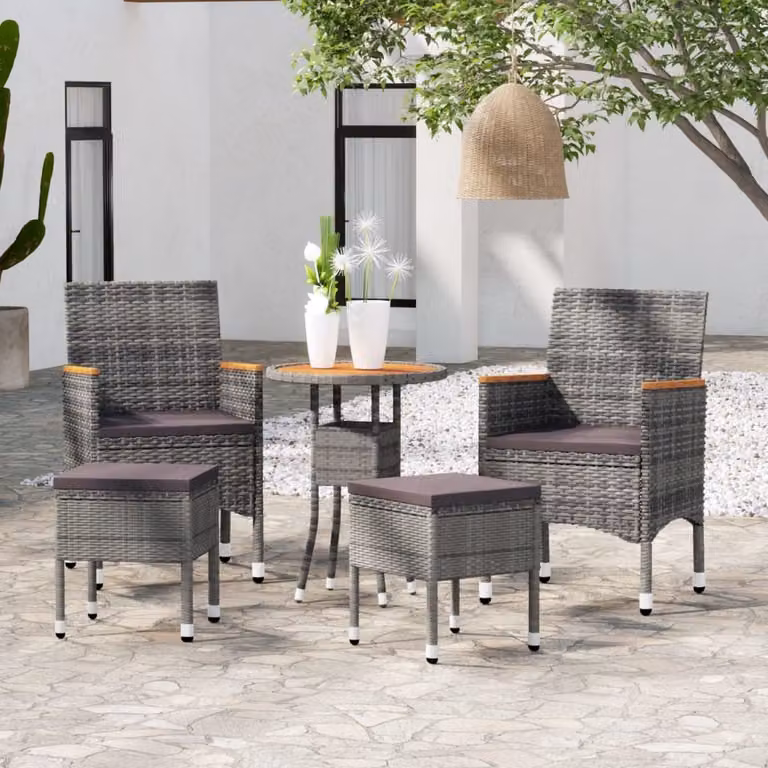 Maison Exclusive - Set da giardino da 5 pezzi in polyrattan grigio