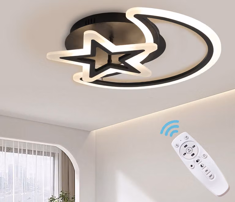 Moderna plafoniera LED star moon 3000K-6000K Plafoniera dimmerabile con telecomando per camera da letto, soggiorno, studio, cucina