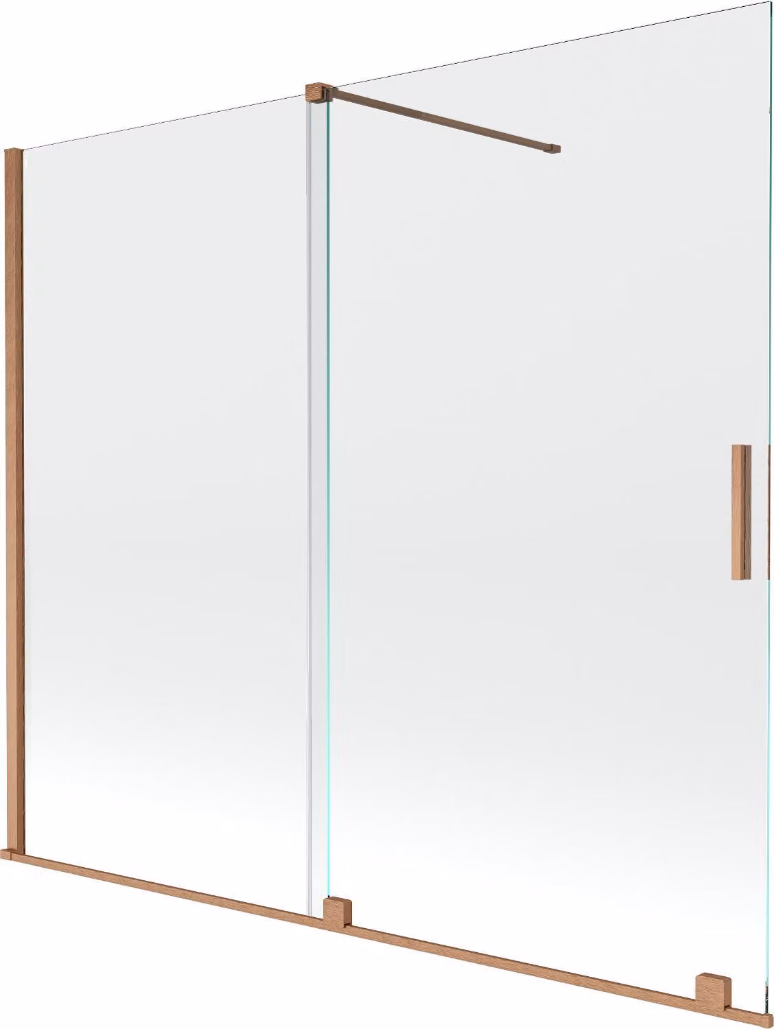 Mexen Velar paratia per vasca da bagno a 2 ante scorrevoli 180 x 150 cm, trasparente, rame spazzolato - 896-180-000-01-65