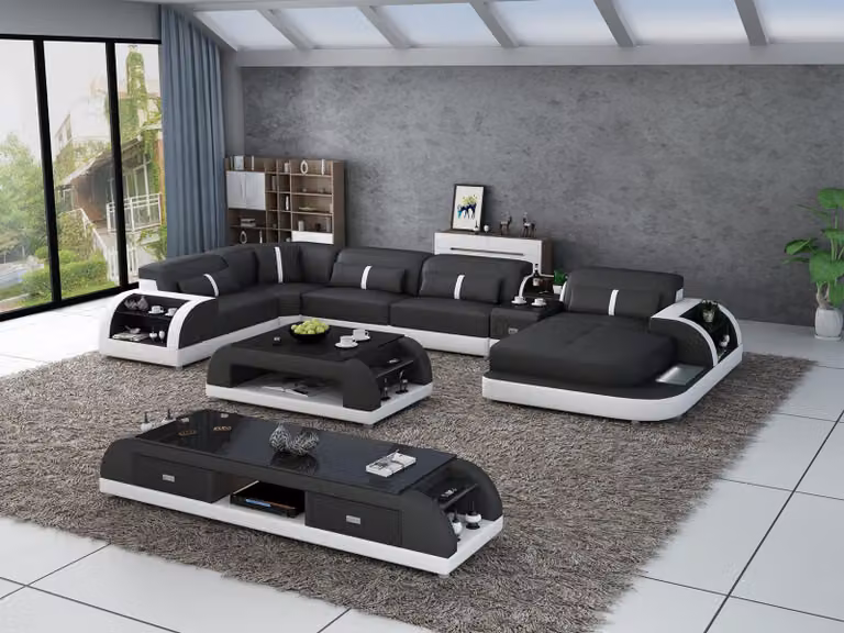 Moderne Designer Ecksofa U-Form Wohnlandschaft Couch Sofas Polster Ecke Sofa