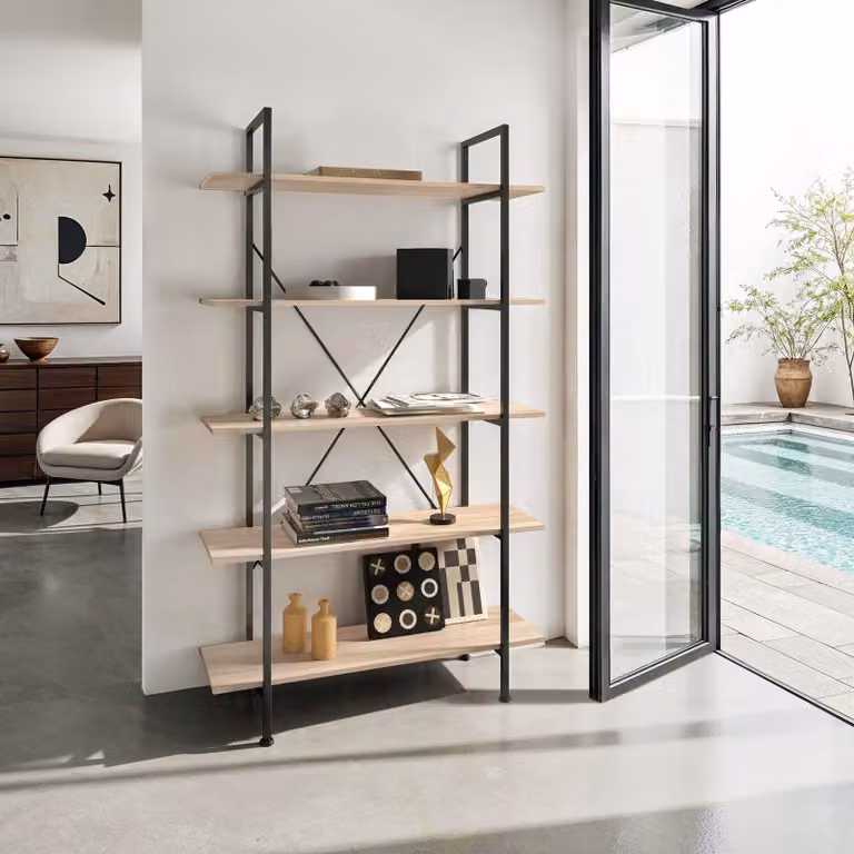 Scaffale Glasgow Tectake in stile industrial con legno rovere Sonoma e metallo, colore marrone, H: 179.5 cm, L: 106.0 cm, P: 34.5 cm