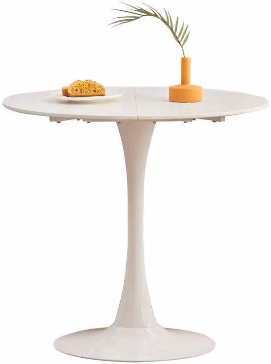 Tavolino rotondo da salotto in legno, 80 cm, bianco