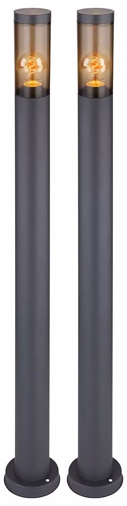 2x lampada da terra, IP44, fumé, antracite, E27, H 110cm