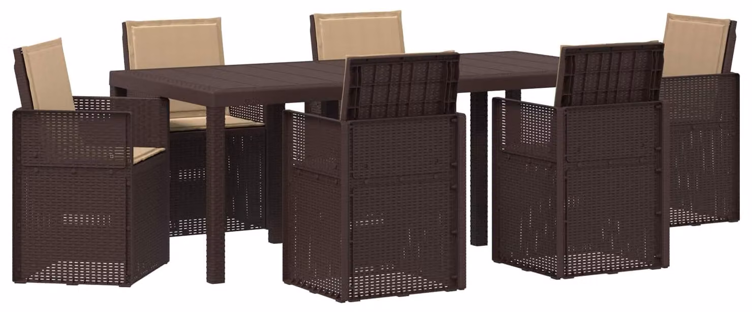 Set da Pranzo per Giardino 7 pcs Marrone e Tortora PP