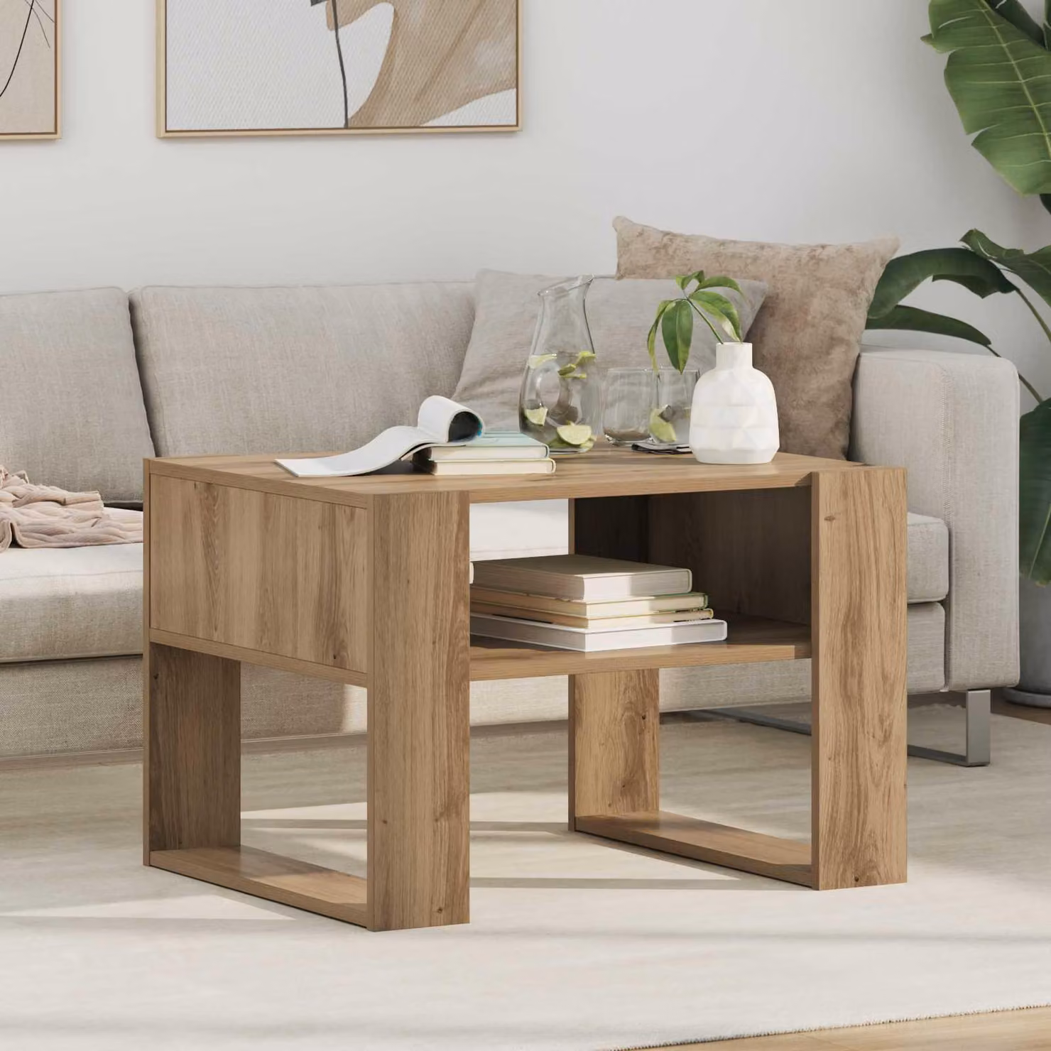 Maison Exclusive - Tavolino Artisan in rovere 66 x 53 x 45 cm Materiale ligneo