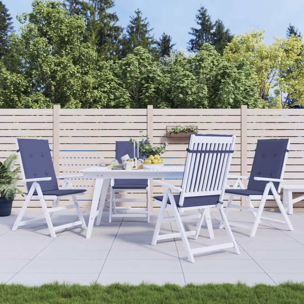 Set di 4 cuscini per sedia con schienale alto vidaXL in tessuto blu, idrorepellenti e resistenti ai raggi UV