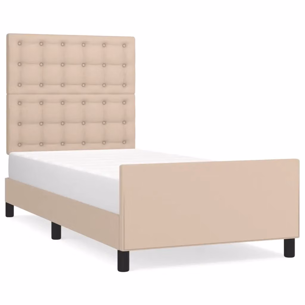 vidaXL Giroletto con Testiera in Similpelle Beige e Marrone L/P/H: 100 x 200 x 128 cm – 2