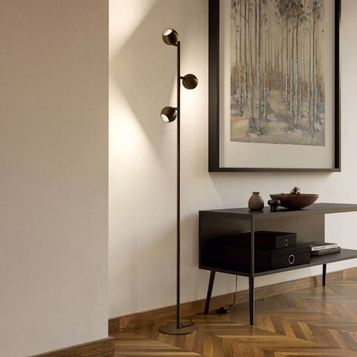 EGLO Lampada da terra BIMEDA 1, Bronzo / Ottone antico, Soggiorno / Sala da pranzo, Metallo, Lampada da terra