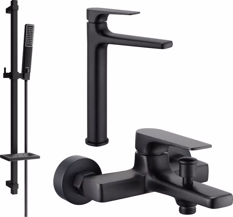Mexen Lynx DQ72 set da bagno, nero - 745913DQ72-70