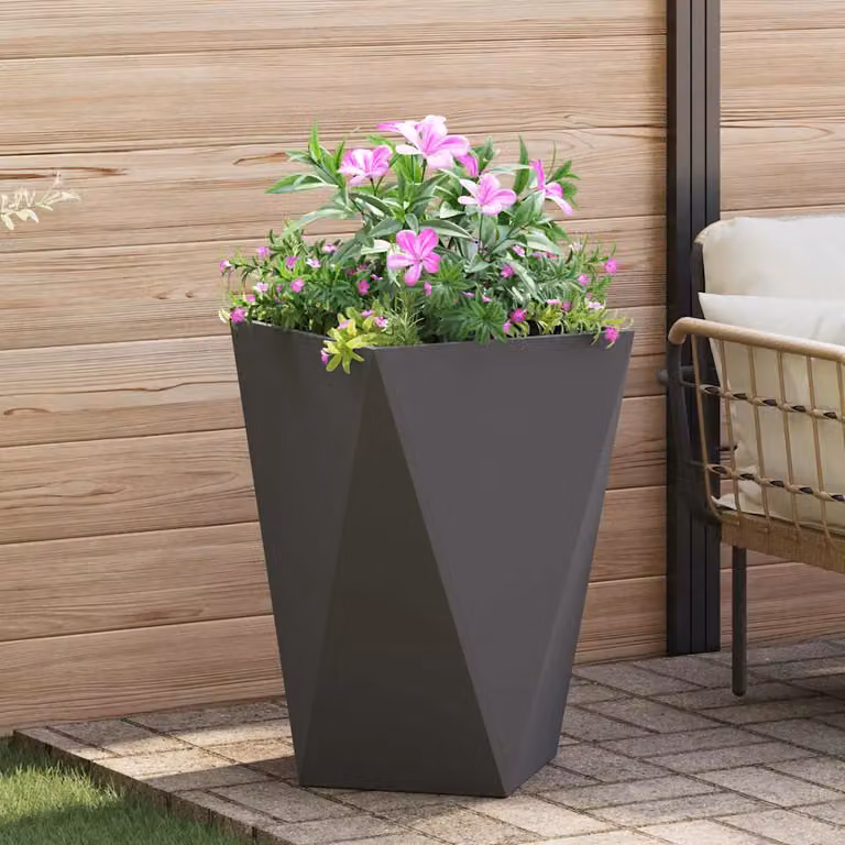 Fioriera vidaXL in acciaio nero L: 50 cm, P: 50 cm, H: 75 cm