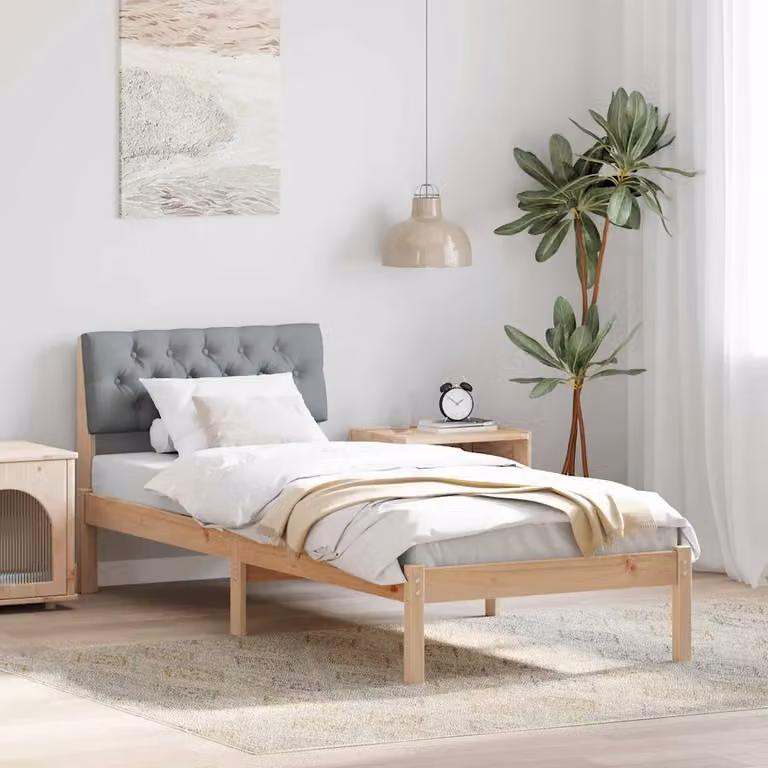 Struttura del letto moderna vidaXL in legno di pino marrone e grigio chiaro 80 x 200 cm