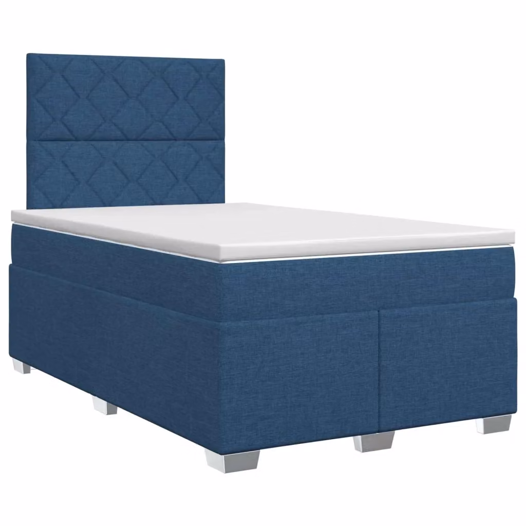 Letto box spring con materasso ibrido vidaXL in tessuto blu e bianco L/P: 120 x 200 cm – 2
